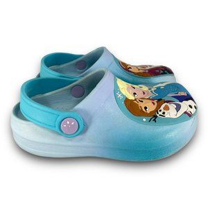Disney Frozen Slip On Clogs Elsa Anna Olaf Comfort Ankle Strap Blue Toddler 7-8